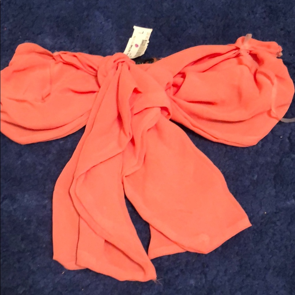 Solemio crop top bandeau top peach orange
